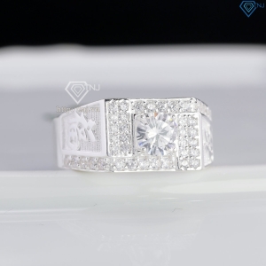 Nhẫn bạc nam chữ Phúc đính đá NNA0877