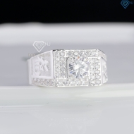 Nhẫn bạc nam chữ Phúc đính đá NNA0877