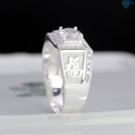 Nhẫn bạc nam chữ Phúc đính đá NNA0877