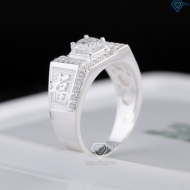 Nhẫn bạc nam chữ Phúc đính đá NNA0877