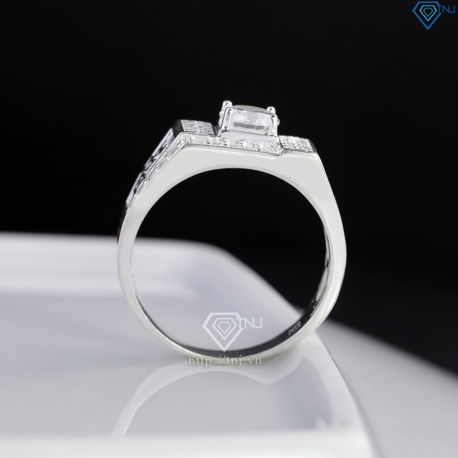 Nhẫn bạc nam chữ Phúc đính đá NNA0877