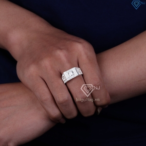 Nhẫn bạc nam chữ Phúc đính đá NNA0877