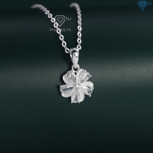 Dây chuyền bạc nữ mặt họa tiết bông hoa đính đá đẹp DCN0420