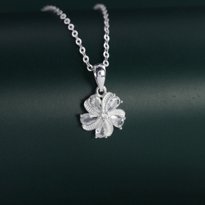 Dây chuyền bạc nữ mặt họa tiết bông hoa đính đá đẹp DCN0420