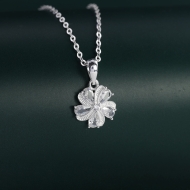 Dây chuyền bạc nữ mặt họa tiết bông hoa đính đá đẹp DCN0420