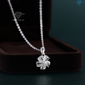 Dây chuyền bạc nữ mặt họa tiết bông hoa đính đá đẹp DCN0420