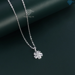 Dây chuyền bạc nữ mặt họa tiết bông hoa đính đá đẹp DCN0420