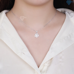 Dây chuyền bạc nữ mặt họa tiết bông hoa đính đá đẹp DCN0420