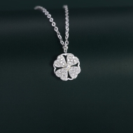 Dây chuyền cỏ 4 xoay đính đá trắng DCN0508