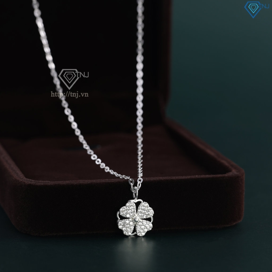 Dây chuyền cỏ 4 xoay đính đá trắng DCN0508 - Trang sức TNJ