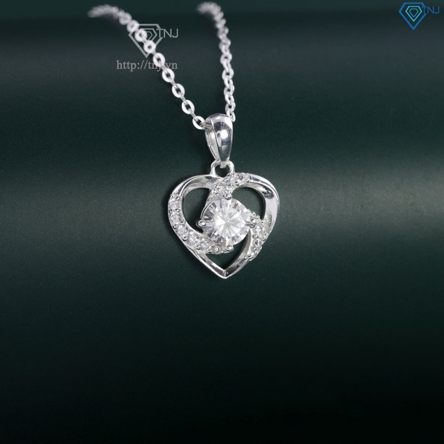 Dây chuyền trái tim đính đá bằng bạc DCN0601 - Trang sức TNJ