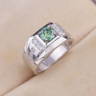 Nhẫn nam Moissanite đơn giản đính đá xanh 6.0mm - Kiểm định GRA NNAM0243