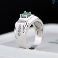 Nhẫn nam Moissanite đơn giản đính đá xanh 6.0mm NNAM0243