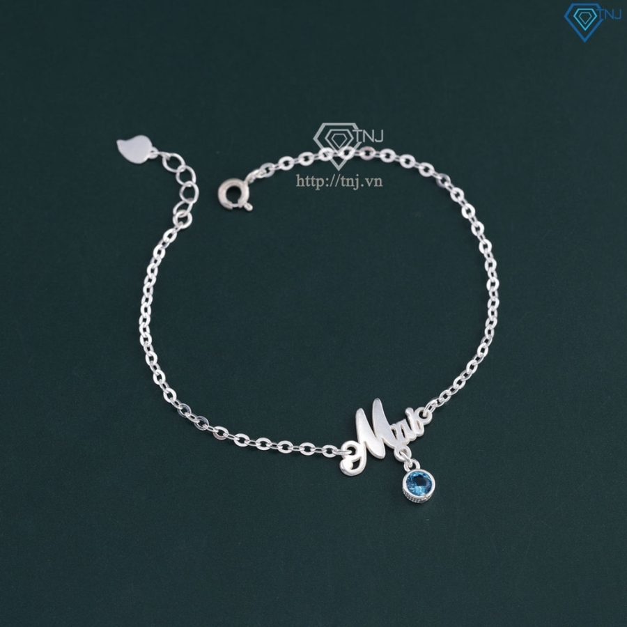 Lắc tay bạc nữ đính đá theo mệnh khắc tên theo yêu cầu LTN0291