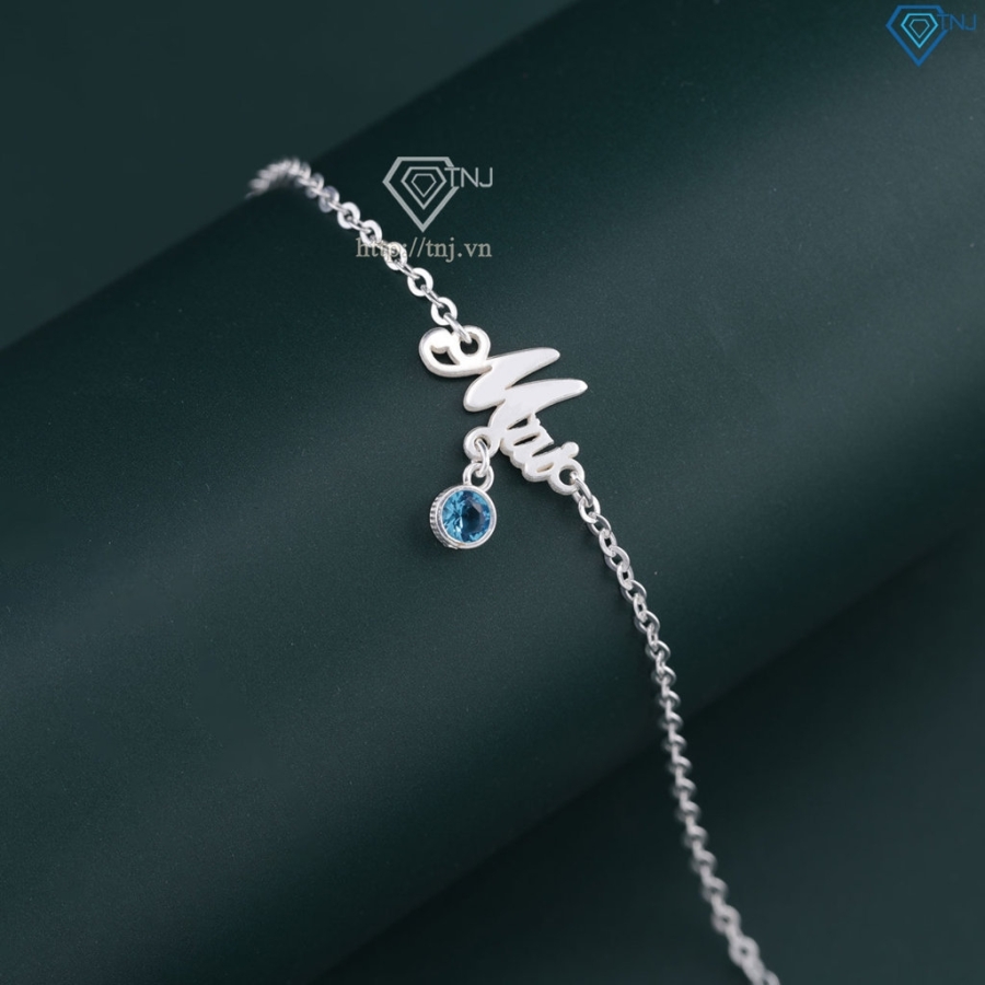Lắc tay bạc nữ đính đá theo mệnh khắc tên theo yêu cầu LTN0291