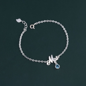 Quà 8 3 cho người yêu lắc tay bạc nữ đính đá theo mệnh khắc tên theo yêu cầu LTN0291