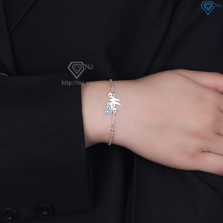 Quà 8 3 cho người yêu lắc tay bạc nữ đính đá LTN0291