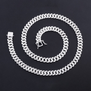 Vòng cổ Cuban vuông đính đá bản nhỏ 7mm DCK0089