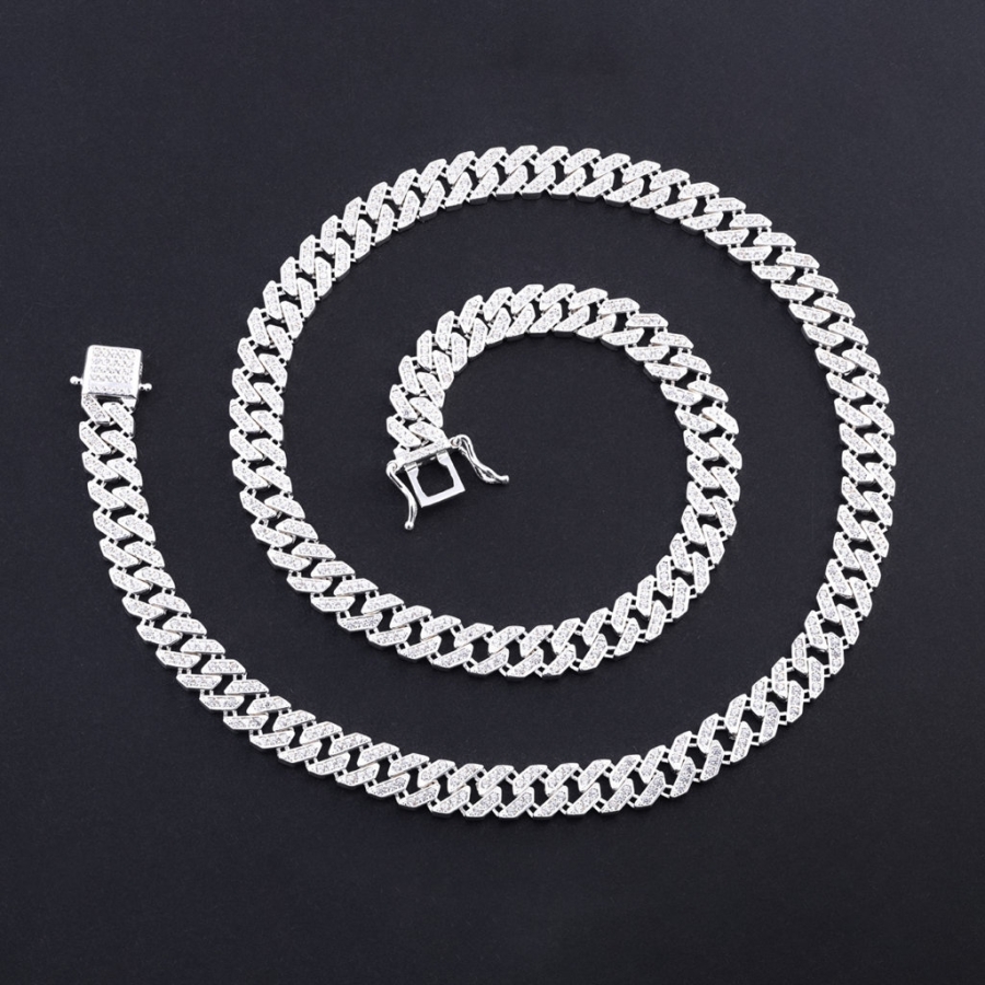 Vòng cổ Cuban vuông đính đá bản nhỏ 7mm DCK0089