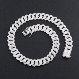 Dây chuyền Cuban đính đá bằng bạc đẹp DCK0062