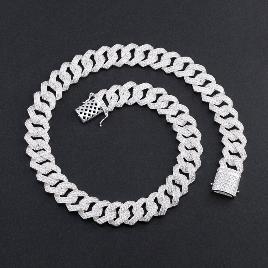 Dây chuyền Cuban đính đá bằng bạc đẹp DCK0062