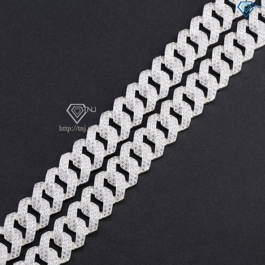 Dây chuyền Cuban đính đá bằng bạc đẹp DCK0062 - Trang Sức TNJ
