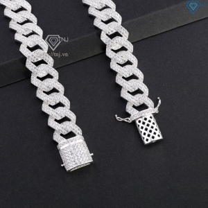 Dây chuyền Cuban đính đá bằng bạc đẹp DCK0062 - Trang Sức TNJ