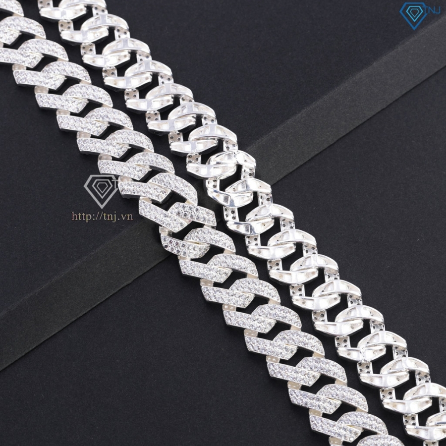 Dây chuyền Cuban đính đá bằng bạc đẹp DCK0062 - Trang Sức TNJ