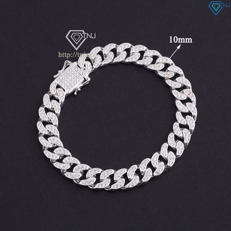 Quà tặng sinh nhật bạn trai lắc tay Cuban 10mm đính đá 2 mặt LTA0058