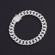 Lắc tay nam Cuban bản nhỏ 10mm đính đá 2 mặt LTA0058