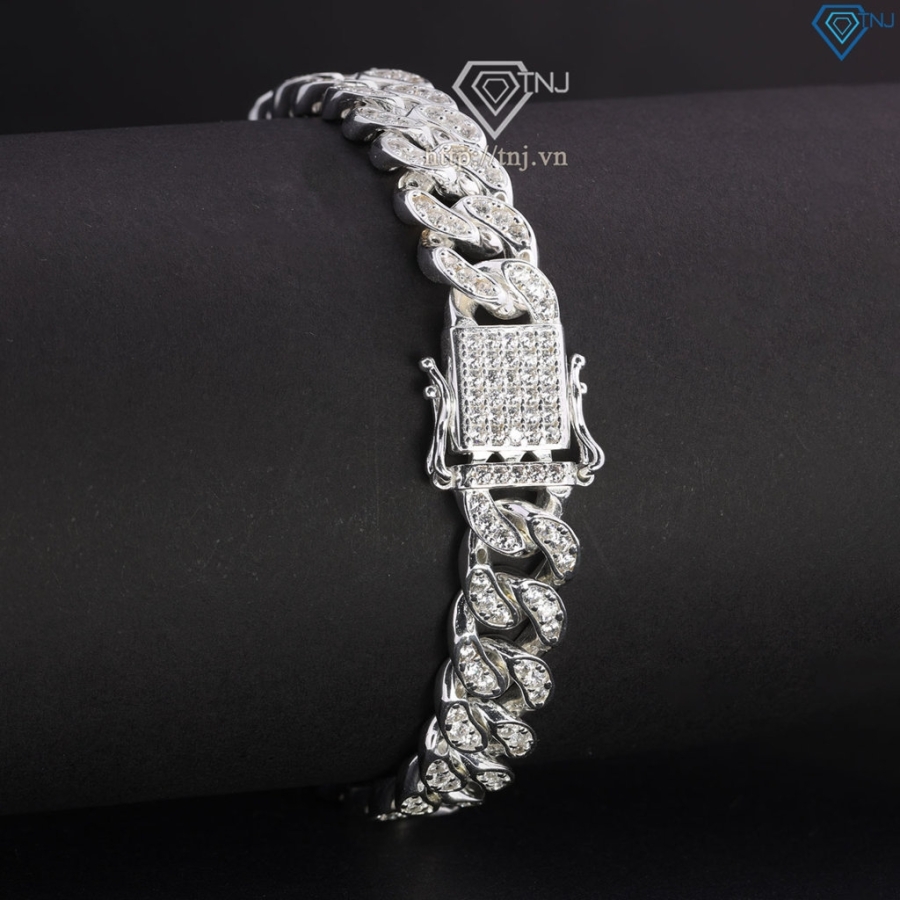 Lắc tay nam Cuban bản nhỏ 10mm đính đá 2 mặt LTA0058 - Trang Sức TNJ