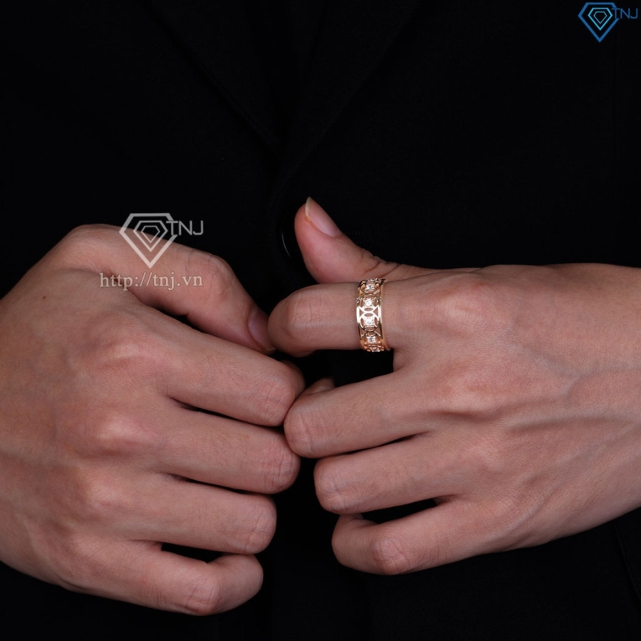 Nhẫn bạc nam kim tiền xi mạ vàng hồng NNA0304-XH- Trang sức TNJ