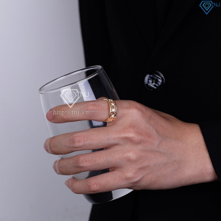 Nhẫn bạc nam kim tiền xi mạ vàng hồng NNA0304-XH- Trang sức TNJ