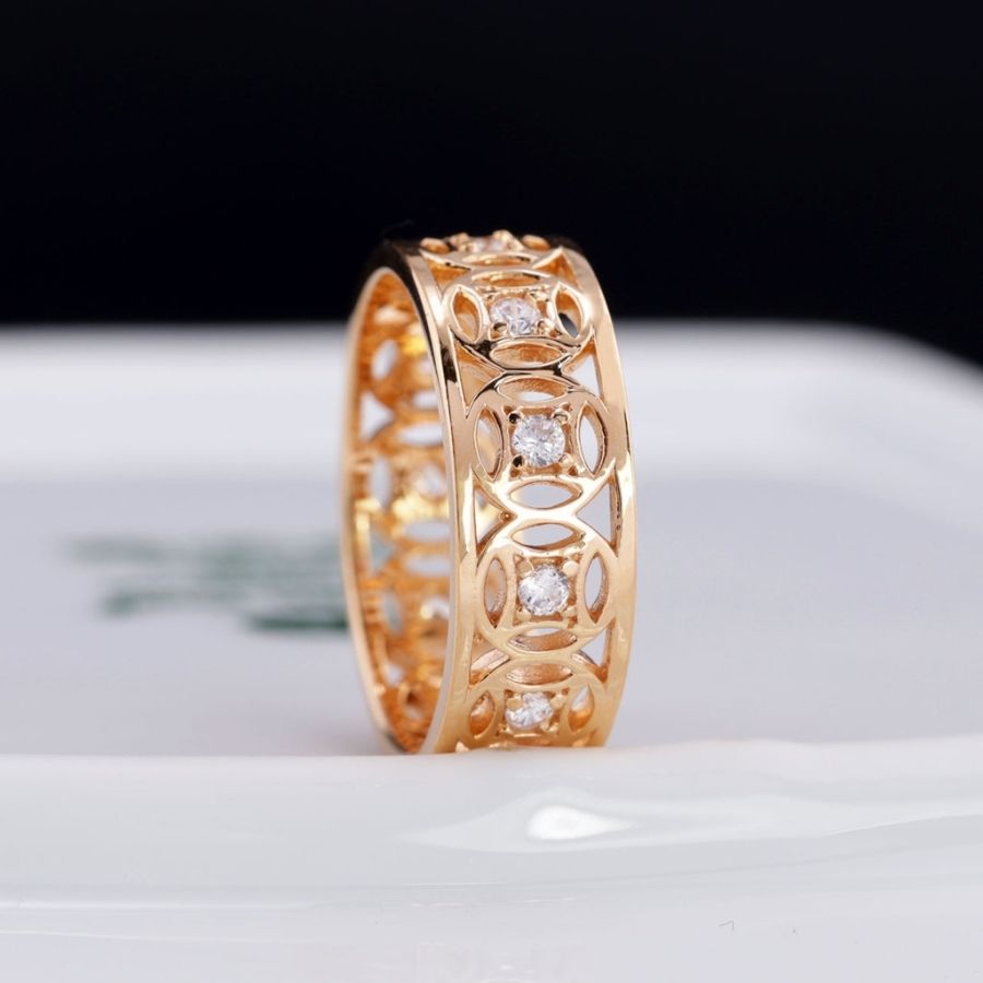 Nhẫn bạc nam kim tiền xi mạ vàng hồng NNAXH0304