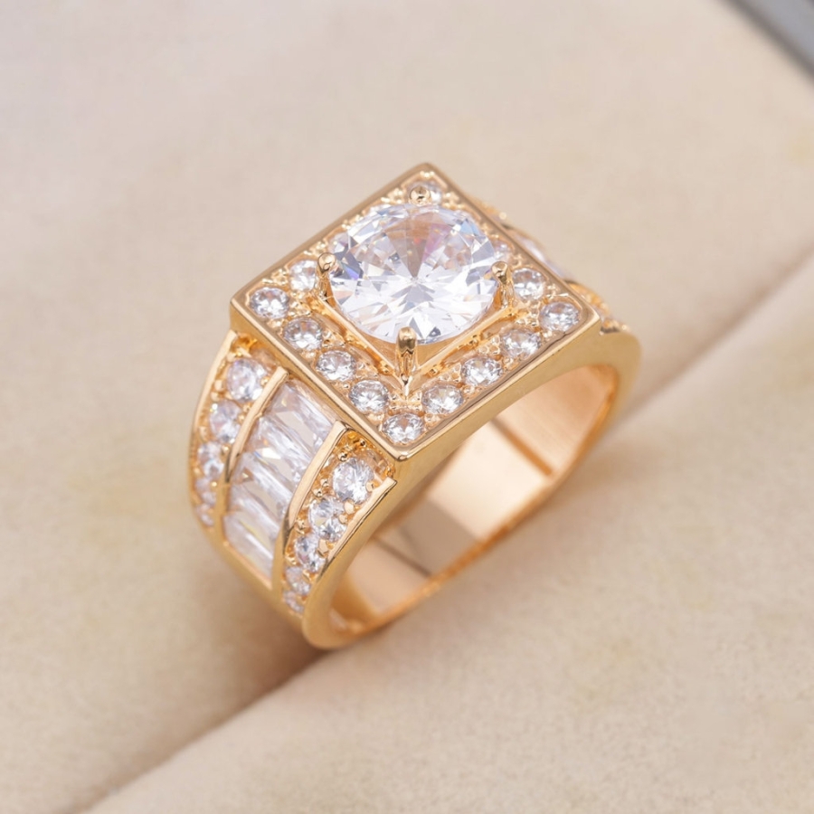 Nhẫn bạc nam mặt vuông xi mạ vàng hồng NNAXH0380