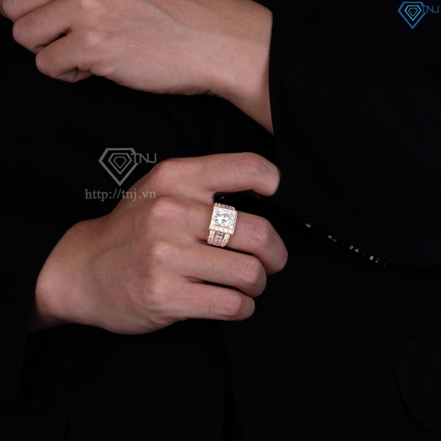 Nhẫn bạc nam mặt vuông xi mạ vàng hồng NNA0380-XH - Trang sức TNJ