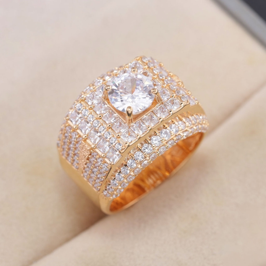 Nhẫn bạc nam bản to xi mạ vàng hồng NNA0427-XH - Trang sức TNJ