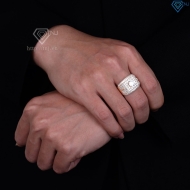 Nhẫn bạc nam bản to xi mạ vàng hồng NNA0427-XH - Trang sức TNJ