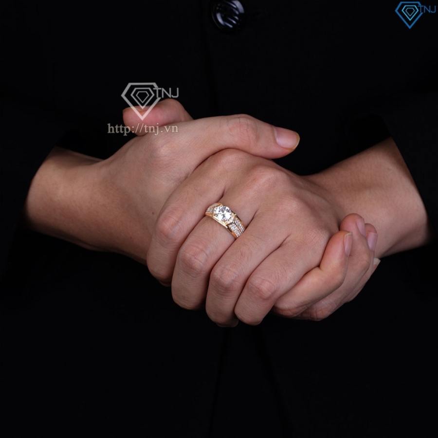 Nhẫn bạc nam xi mạ vàng hồng bản nhỏ NNAXH0579 - Trang sức TNJ