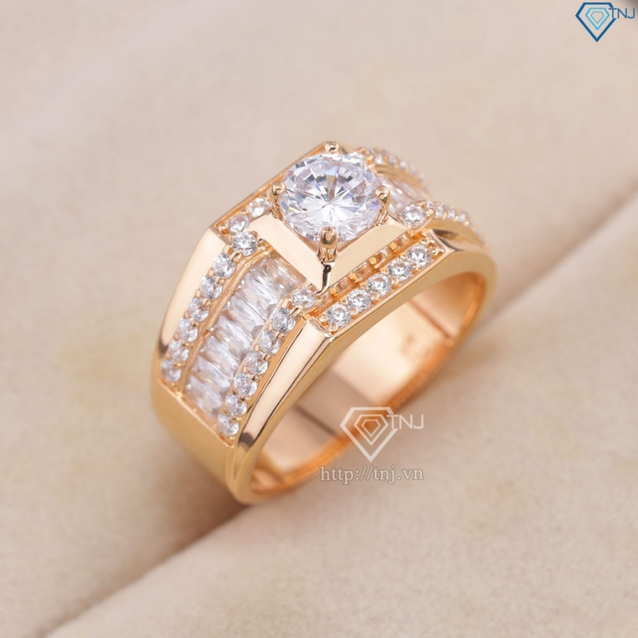Nhẫn bạc nam xi mạ vàng hồng đính đá trắng NNA0740-XH - Trang sức TNJ