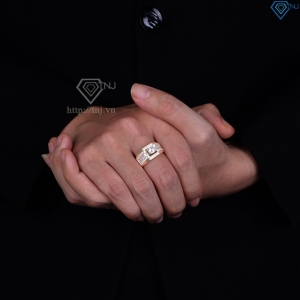 Nhẫn bạc nam xi mạ vàng hồng đính đá trắng NNA0740-XH - Trang sức TNJ