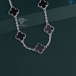 Lắc tay bạc nữ cỏ 4 lá đính đá đen LTN0439 - Trang Sức TNJ