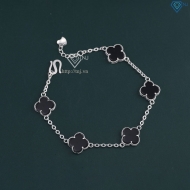 Lắc tay bạc nữ cỏ 4 lá đính đá đen LTN0439 - Trang Sức TNJ