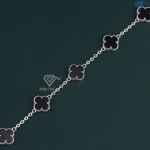 Lắc tay bạc nữ cỏ 4 lá đính đá đen LTN0439 - Trang Sức TNJ