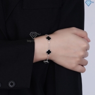 Lắc tay bạc nữ cỏ 4 lá đính đá đen LTN0439 - Trang Sức TNJ