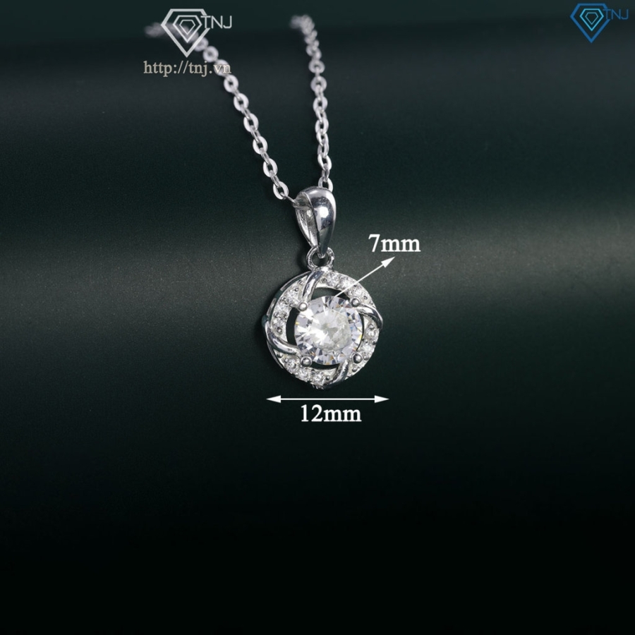 Dây chuyền bạc nữ mặt tròn đính đá DCN0648 - Trang sức TNJ