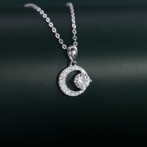 Dây chuyền bạc nữ mặt trăng đính đá đẹp DCN0649