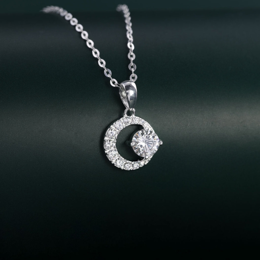 Dây chuyền bạc nữ mặt trăng đính đá đẹp DCN0649