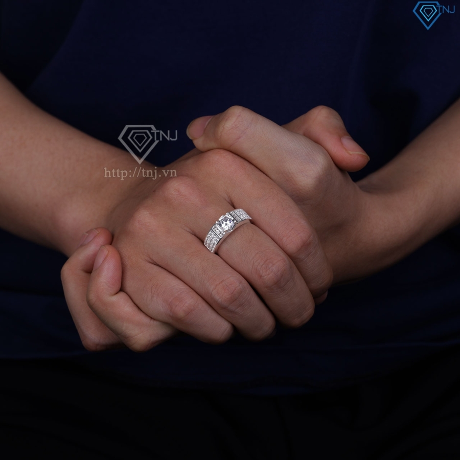 Nhẫn bạc nam đính đá đơn giản NNA0790