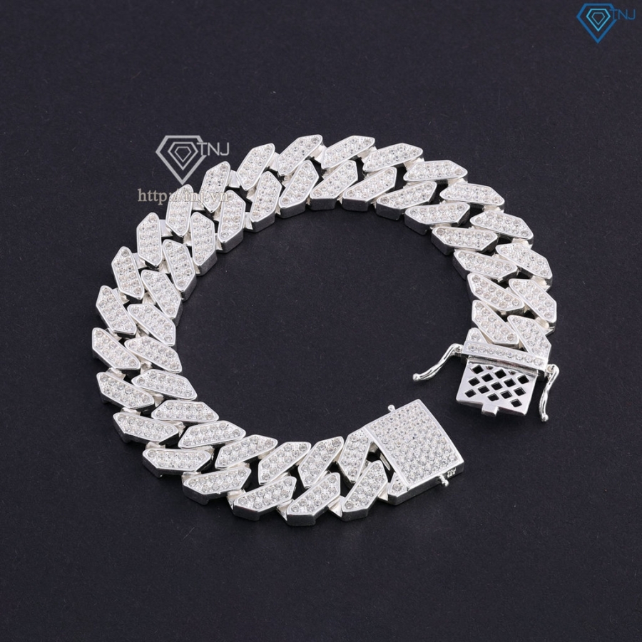 Quà valentine cho nam lắc tay Cuban bạc phiên bản 13mm đặc LTA0081